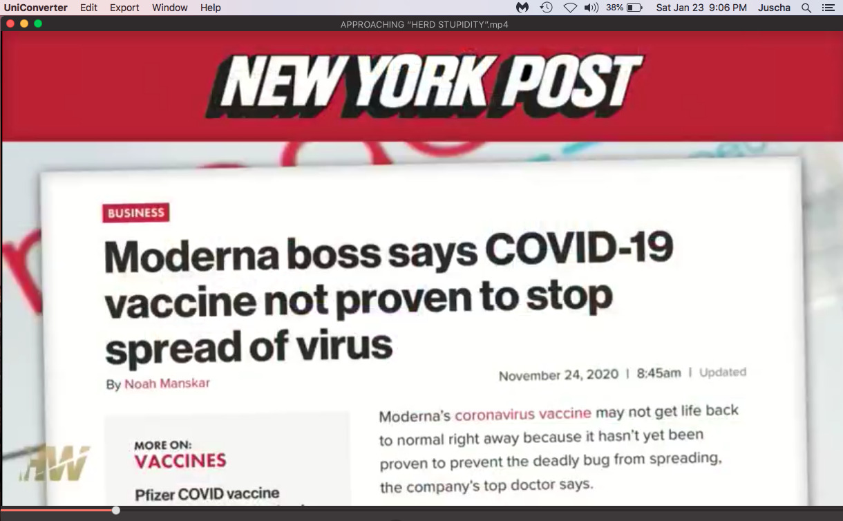 NY Post Headline Vaccines NOT Proven to Stop Spread of Virus